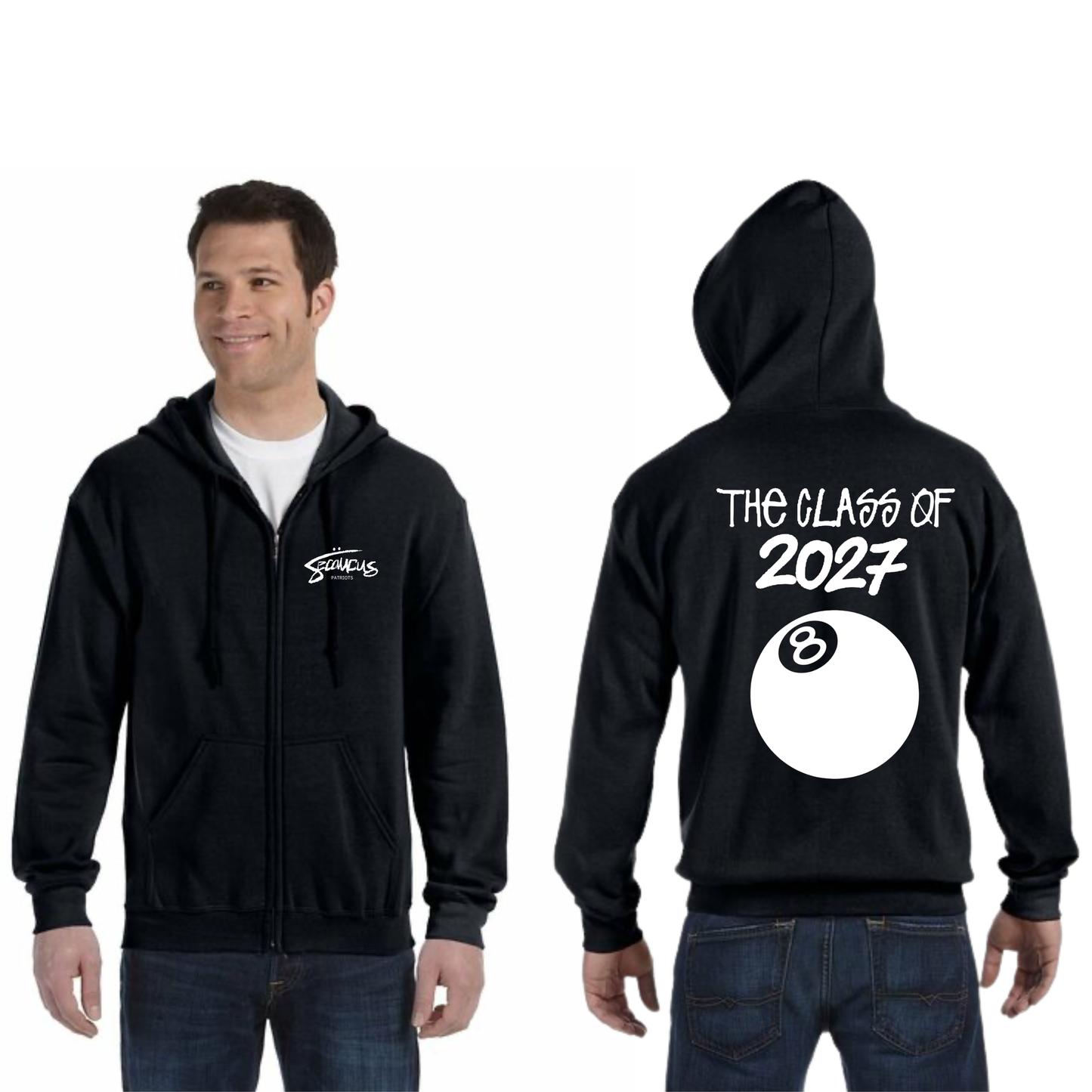 Class Of 2027 Black Unisex Zip Up Hoodie Fall 2025 Fundraiser