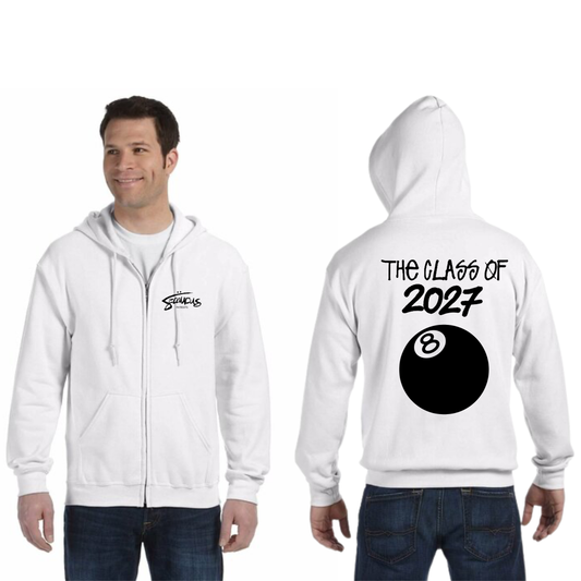Class Of 2027 White Unisex Zip Up Hoodie Fall 2025 Fundraiser