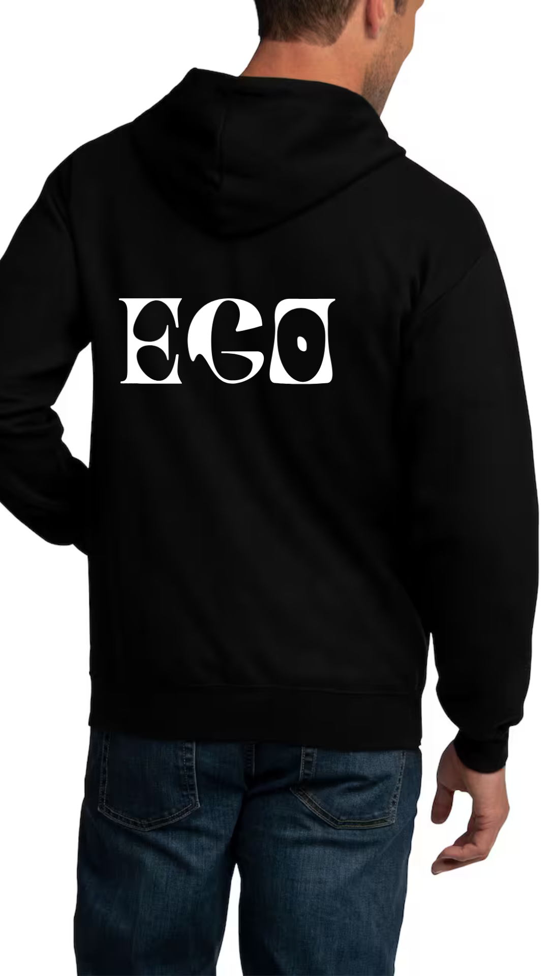 Ego Unisex Black Zip Up Hoodie Spring 24