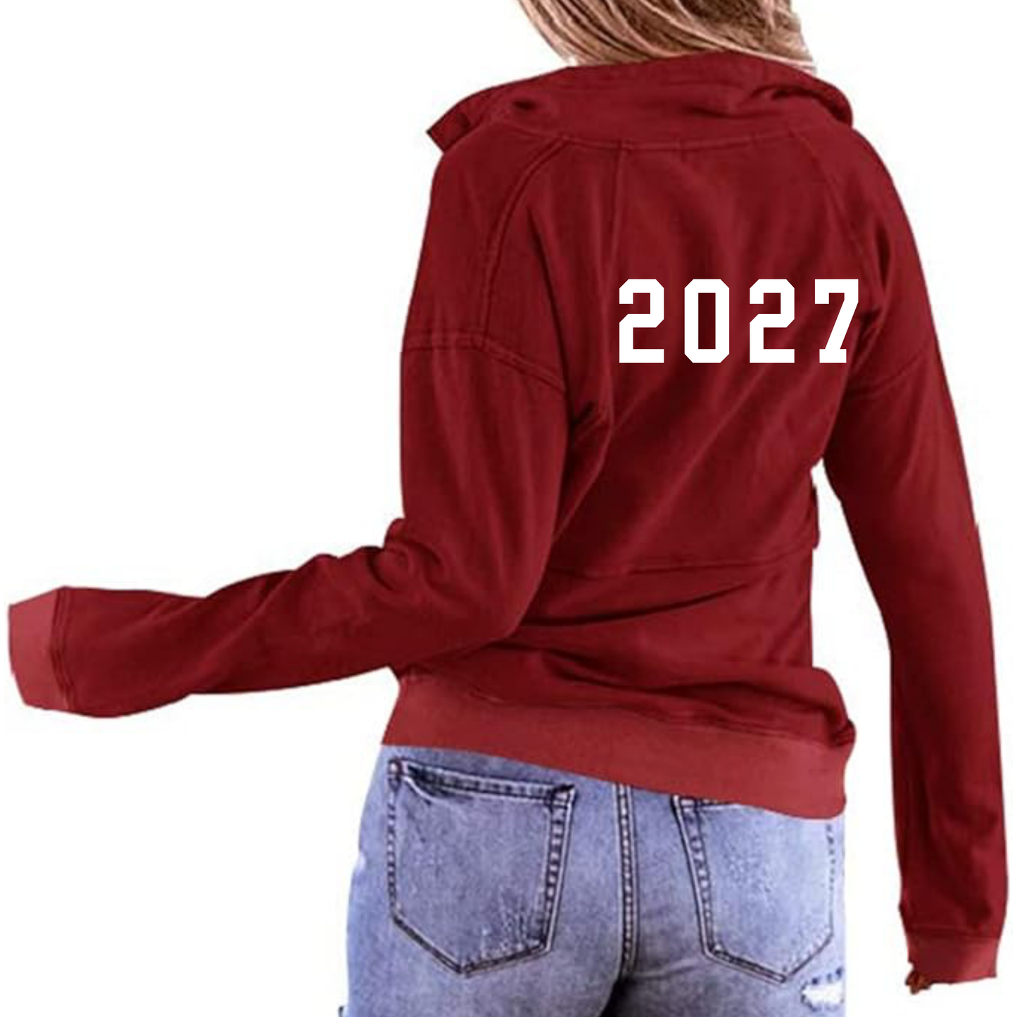 Red Women's Half Zip Up Sweatshirt