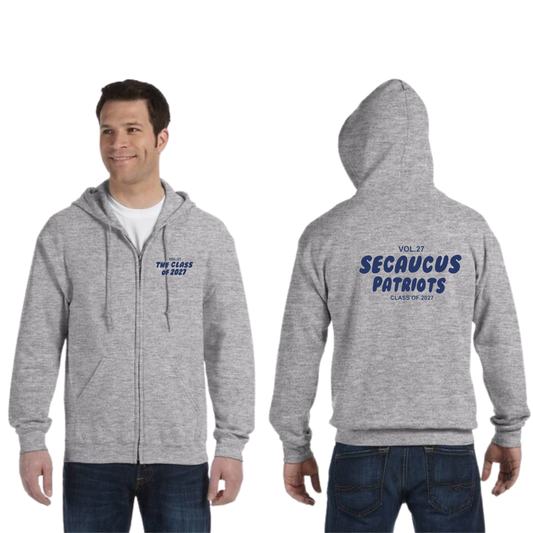 Class Of 2027 Gray Unisex Zip Up Hoodie Fall 2025 Fundraiser