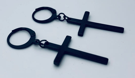 Black Cross Dangle Earrings